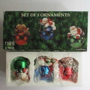 CWO Set Of 3 Christmas Ornaments Reindeer Snowman & Santa -  114416 NEW in Box